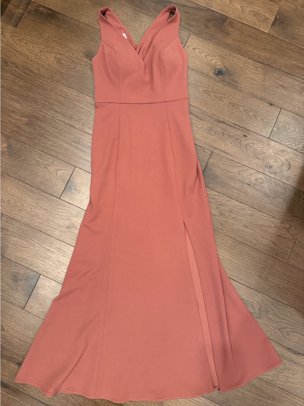 Jenny Yoo Collection Maxi Dress Dusty Rose Twist Back Slit Gown Size 8 - C61-120